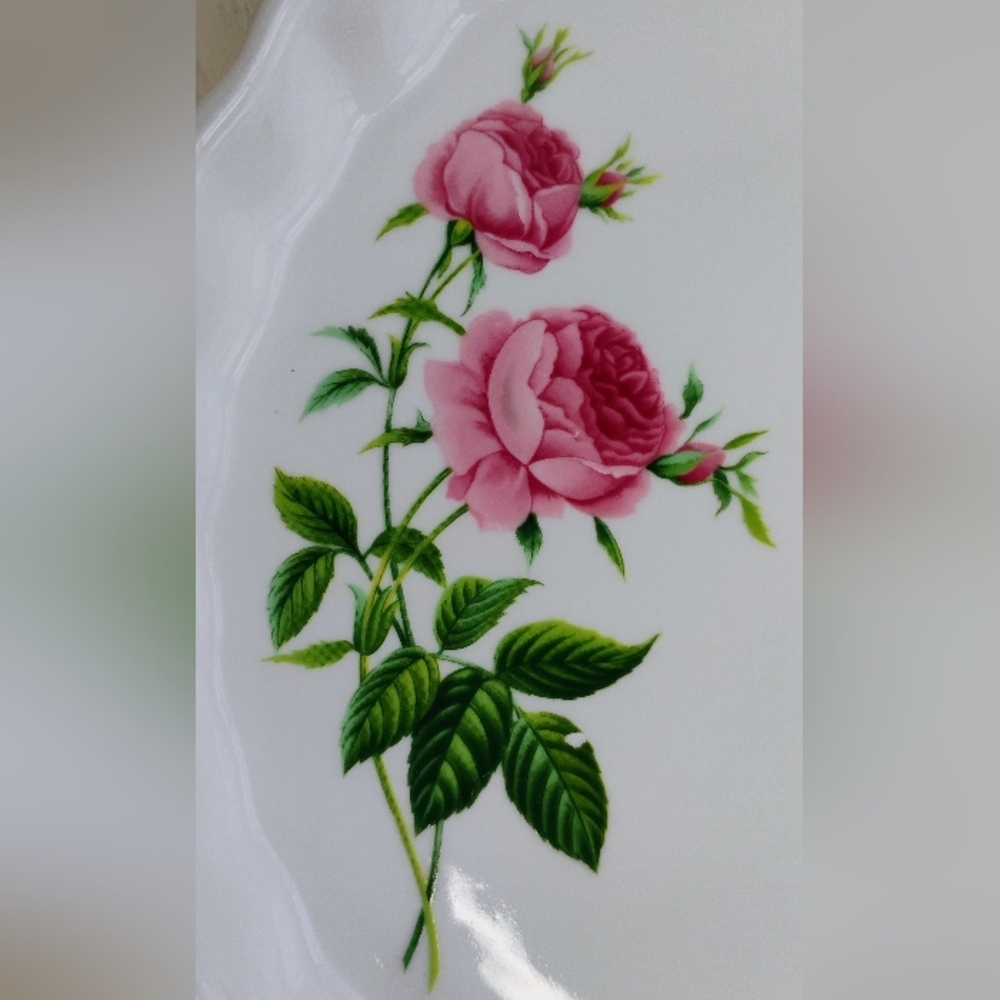 Vintage Christineholm Ceramic Quiche Dish Roses Fluted G-4 - Picture 3 of 15